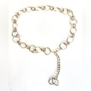 Chain Belt Circles & Diamonds Silver Tone